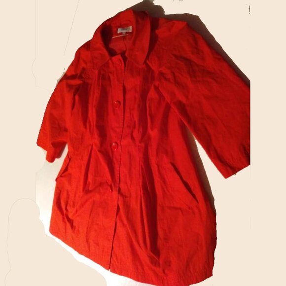 Red trench coat, Spring coat, Size 16 - Picture 1 of 4